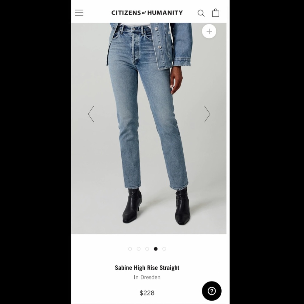 NWOT Citizens of Humanity Sabine High Rise Straight | size 27